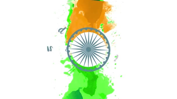 Movimento Elementos Que Formam Dia Independência Índia Com Cores Bandeira — Vídeo de Stock