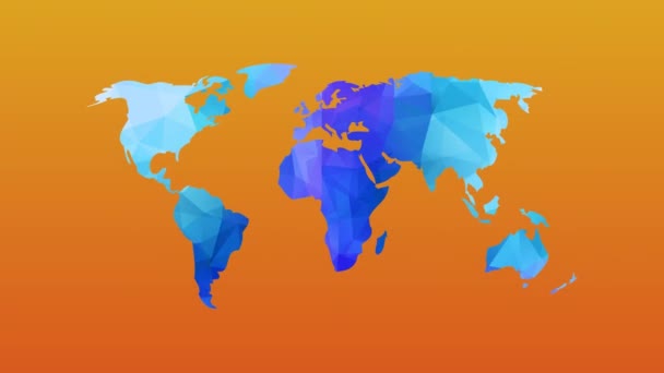 Geometrik Üçgenlerle Kavramsal Dünya Haritası Nın Bahar Ölçeklendirme Hareketi Mavi — Stok video