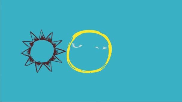 Balançar Escala Mola Animação Corrediça Desenhos Animados Antiquados Sol Com — Vídeo de Stock