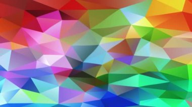 Küçük 3 boyutlu üçgenlerle çok renkli çokgen yamalarının çapraz feragatnamesi Karmaşık Origami figürü gibi parlak bir geometrik mozaik oluşturur