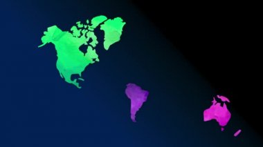Atalet Yayı Kaydırma ve Ölçekleme Hareketi Efekti Gerçek Dünya Haritası kavramsal bilime uygulandı. Her kıtada beyaz bir çarşaf üzerine koyu renkli suluboya ile boyanmış.