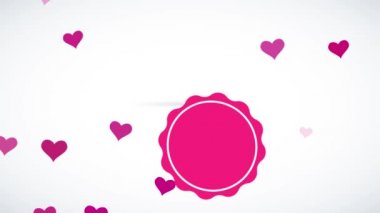 Sevgililer Günü 'nün Bahar Efekti Animasyonuyla Kayan Mavi Madalya Madalyası' na benzer yuvarlak bir gül üzerine yazılmış aşk sözleriyle birlikte.