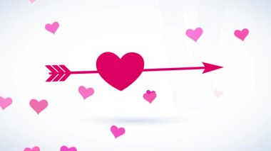 Neşeli Sevgililer Günü metnini, modern bir tipografiyle yazdığın ve kalp renginde bir harfle yazdığın ve bir Cupids Arrow 'un okuyla yer değiştiren bir sözle bestelemek.
