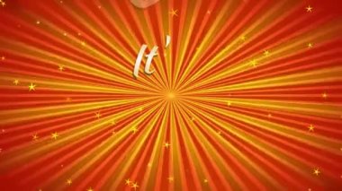 Yaz mevsiminin ölçeklendirme ve döndürme hareketi Palm Evergreen ile 3 boyutlu tipografi ile yazılmış ve ışıldayan bir sahne üzerine ışıldayan ışıklar merkeze doğru yönelmiş.