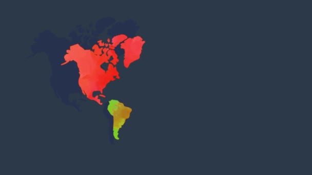 Animación Lineal Escala Del Mapa Del Mundo Multicolor Por Clavos — Vídeo de stock