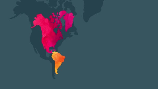 Inerciális Mozgás Sebességgel Ramping World Map Kézzel Festett Akvarell Egyedi — Stock videók