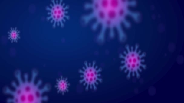 带显着性包膜蛋白的聚焦型Rounded病毒和带蓝色粘性物质的红色核在矩形框架上的马塞洛动态运动 — 图库视频影像