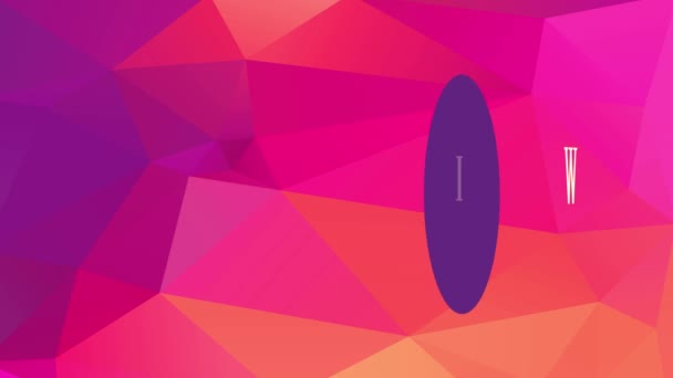 玻璃螺杆在三维三角背景上方紫色圆环上取代字母I对流行酒单个性的弹跳运动效果研究 — 图库视频影像