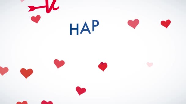 Rychlost Ramping Snímek Animace Radostného Valentýna Ceremoniál Slovy Plovoucí Prázdném — Stock video