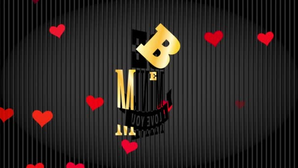 Bouncing Flat Elements Forming Valentines Day Mafia Fancy With Reference Be Pit I Romance You Written With Yellow Stylish Typography Over Black Striped Scene