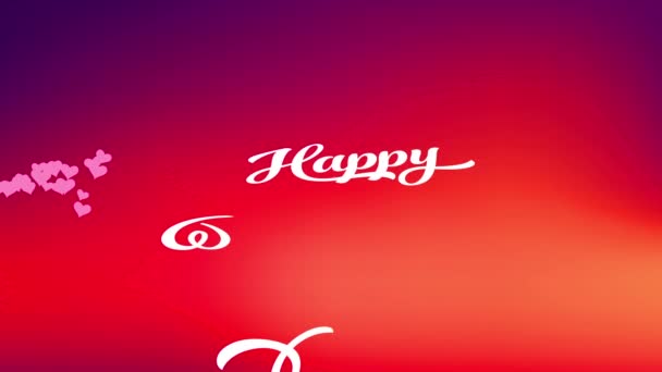 Bouncing Flat Elements Forming Curly Font Typography Satisfied Valentines Day — Stock video