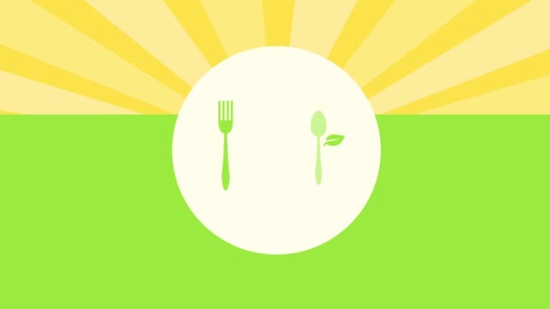 生生不息的阳光从带有绿色菌落的熟食中释放出来的惯性弹射与自旋动画 有机环保食品的独家新闻 — 图库视频影像
