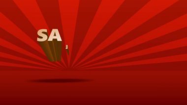 Ürünler için yarı fiyatına satış emri çıkartılıyor. Düşük açılı, parlak yüzeyli, büyük görünmesini sağlayan, büyük harflerle yazılmış bir mektup.