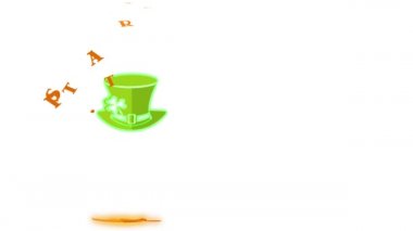 Tanrı 'nın Yavaş Hareket Ölçeklemesi ve Döndürme Grafikleri Kelt stili Tanıtım Bildirisi Yeşil Başlıklı ve Turuncu Sakallı İrlanda Leprikanı