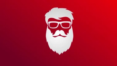 Beyaz Şablon Oluşturan Elementlerin Karmaşık Hareketi. Gölgeler Kırmızı Arkaplanda 3 boyutlu etki yaratıyor. Milenyum sakallı, güneş gözlüklü ve klasik bıyıklı.