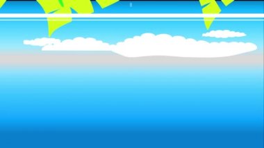 Tropikal Sevgililer Günü Animasyonunun Bahar Ölçeği ve Kaydırma Animasyonu Yazar Aşk Okları Arasında Aşk Okları Mavi Gökyüzü Arkaplanı Üzerinde Çiçek Çelengi Altında Bir Kalp Geçiyor