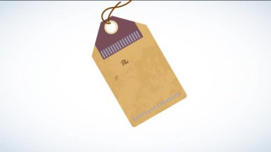 Bahar ve kahve ürünlerinin tipografisi klasik büyüklükte kahverengi bir karton kupon boyunca boş bir tuvalde asılı duran bir kordona yayılıyor.