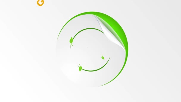 異なるオフセットで設計された健康的な天然栄養のためのアートコンセプトの線形スケーリングアニメーション円形の円弧と緑の葉を飾る — ストック動画
