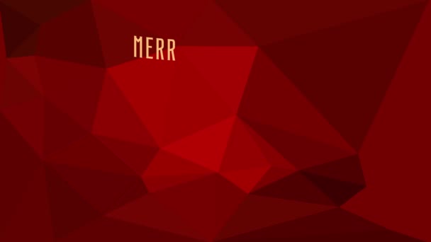 三维多边形红色抽象场景下的快乐圣诞欢笑新年转移与西方字体的缩放与旋转运动 — 图库视频影像