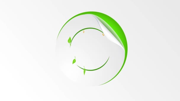 多様な組版で設計された健康的な天然アライメント製品のための科学の概念のY軸の周りに回転要素円形の弓と緑の葉を形成する装飾 — ストック動画