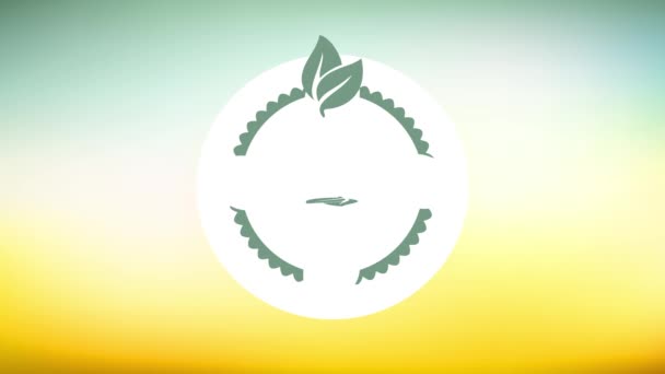 Слайдинг Весенним Эффектом Анимация Изогнутой Круглой Органической Пищи Классической Типографикой — стоковое видео
