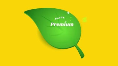 Eski görünüm tipografisini kullanarak yeşil bir yaprak takan organik doğal ürünler için mühür oluşturan kaydırma ve ölçeklendirme elementleri