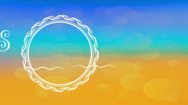 Sörf okulu baskısı oluşturan elementlerin hareketi, tropikal tipografiyle yuvarlak bir çizimle odaktan uzak bir sahile benzer bir yüzey üzerine kurulmuş.