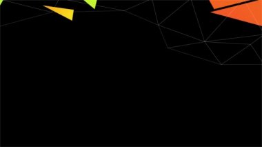 Portakallı kiraz ve 3D çokgen ve İtalyan tipografisi kullanılarak düşen üçgenlerle süslenmiş vejetaryen seçenek menüsünün bahar ve ölçeklendirme hareketi