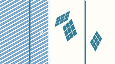 Mavi Rubik Küp 'e yazılmış Bahar Zıplayan Güneş ve Denizin Karmaşık Hareketi Kelimelerin üzerine yerleştirilmiş Bir Gölge ve Çizgili Katman Bölme Çerçevesi Oluşturma Oynayalım