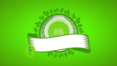 Yuvarlak Yeşil Yaprak Ağaç Çevresinin Doğrusal Ölçeklendirme Animasyonu Sağlıklı Çevre Ürünleri Kelt Harfleri ve Buğday Dalları Kurdele Olarak Tutuluyor