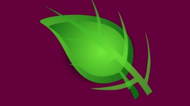 Yeşil bir yaprak üzerine yazılan ve pul olarak çizilen iyi bir çevre dostu organik gıdanın doğrusal ölçeklendirme animasyonu