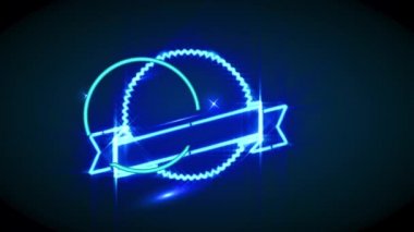 Basit Elementlerin Atalet Hareketi Neon Işıkları Düşürme Sözcüklerle Ticaret Altında Katlanmış Kurdele Üstündeki Dairesel Zigzaglı Diskte Siyah Sayfanın Üzerindeki Vintage Odenset