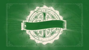 Değişik Hareketler Animasyon Sanatı ve Kelt Mandala Yeşil Kiremit Tahtasının Üzerinde Dalgalanan Yuvarlak Katman ve Yazının Ortasında