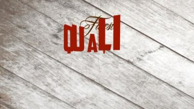 En İyi Kaliteli Ekmek ve Pasta Fırınının Doğrusal Ölçekleme Animasyonu. Üzerinde çeşitli eski ve italyan harfleriyle yazılmış kelimeler var. Ahşap desenli döşeme üzerine resimlendirilmiş.