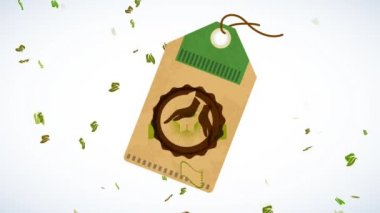 Elleri karton etiketin üzerinde şeritle süslenmiş elma tutan Taze Çiftlik Eko Ürünlerinin Atalet Zıplaması