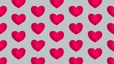 Sevgililer Günü Şablonu 'nun çapraz feragatnamesi Suluboya ile boyanmış kırmızı kalpler elmaslara benzer 3D çokgen formlar yaratıyor