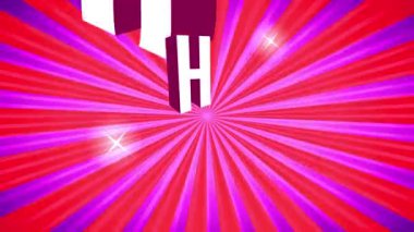 Flüoresan parlak bir tuval üzerinde yıldızların parladığı ve modern tipografinin yer aldığı 3D değerli bir ürün satışı için ölçeklendirme ve döndürme hareketi olağanüstü bir olay öneriyor.