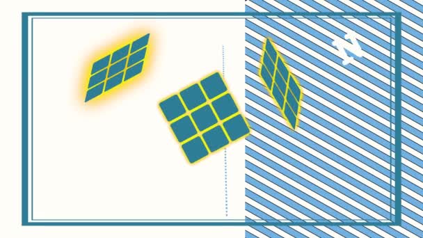 Inertial Motion Speed Ramping Sun Offshore Written Blue Rubik Cube — стоковое видео