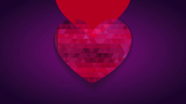 Movimiento Elementos Que Forman Corazón Rojo Abstracto Con Pequeños Triángulos — Vídeo de stock