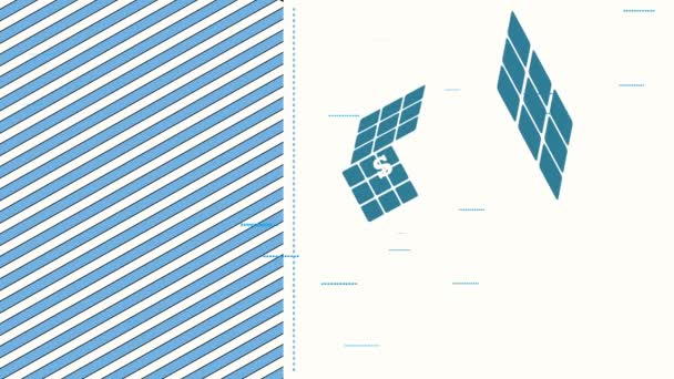 Linjär Skalning Animation Solen Och Offshore Skrivet Blå Rubik Kub — Stockvideo
