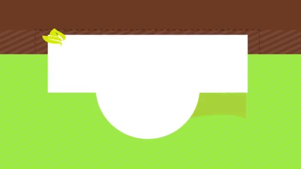 Printemps et mouvement de mise à l'échelle de l'affiche réglable pour les aliments biologiques naturels divisés en trois parties et un timbre au milieu avec les mains tenant une pomme et pointillés lignes à couper 