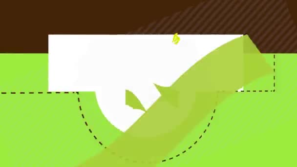 自然重要食品可调海报的线性弹跳与旋转动画 分三段 中间有一枚邮票 手握苹果 线条飞溅 走向切割线 — 图库视频影像