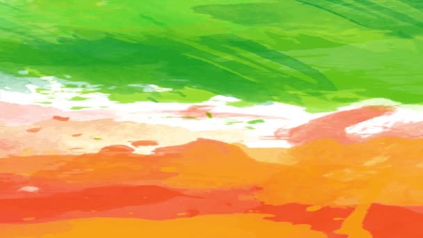 Element Sliding Left Right Creating Complex Motion Green Orange Watercolour — Stock video