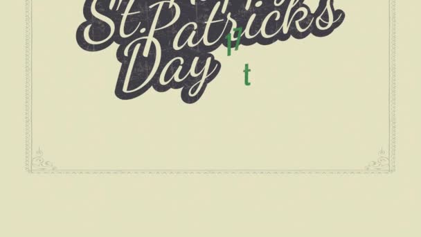 幸せな聖パトリックのスピードランプとスライドアニメーション休日のための日のタイポグラフィの概念日付リマインダーとお祝いパーティーは かわいい手紙と17Th 3月を使用して — ストック動画