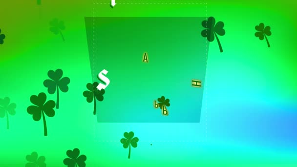 Studsande Platta Element Bildar Glada Patricks Day Skrivet Grön Putsning — Stockvideo