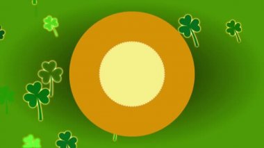 Aziz Patrick Günü 'nün Doğrusal Ölçekleme Canlandırması Kesik çizgiler ve Kelt Kalkan Düğümü ile Yuvarlak Tasarım Üzerine Bira Mührü