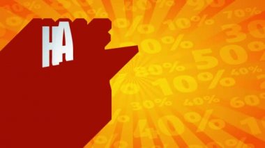 Zıplama, 3 boyutlu kırmızı yapıda yarı fiyatına satılan atalet slaytlarıyla birleşince, arka planda güneş patlaması ve yüksek indirimli rakamlar da etkili oluyor.