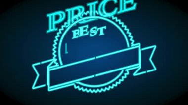 Dönüş ve Sıçrama, popüler ürün satışı için en iyi fiyat limitli Neon temalı kaydırak hareketi ve kurdele ve geri dönüşümlü tipografi ile süslenmiş yuvarlak tabela.