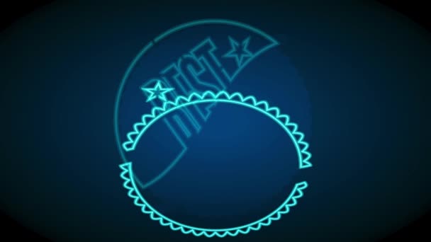 Glissant avec l'animation d'effet de ressort de l'empreinte de meilleur vendeur pour le livre de science-fiction avec le thème futuriste utilisant la lumière au néon sur le symbole arrondi traditionnel 