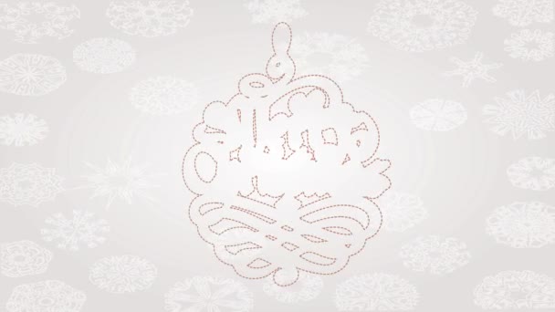 春の要素雪の結晶パターンで白い背景に手描き装飾要素とメリークリスマス曲線書道スタイルを構成するために注文を移動します — ストック動画